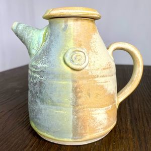 Artisan Pottery 5" Teapot Removable Lid Watercolor Handmade